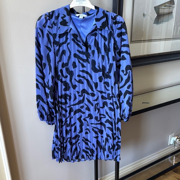 Nine West Blue and Black A-line V-neck Long Sleeve Dress 🌺 Springtime 🌺 Small - Picture 1 of 6